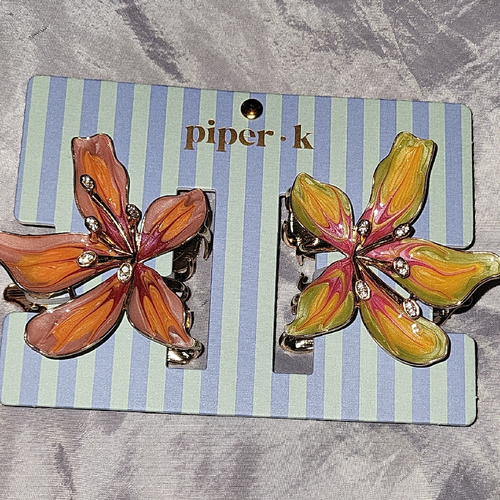 Piper K FLOWER Floral Hair Clips - Multicolor gem Detailed M TL Ls
